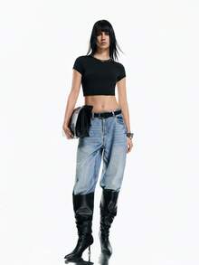 Airlisse Damen Schwarzes Rückenfreies Crop Top, Schnürung am Rücken Design Sommer Girly Club Kurzarm T-Shirt, Street Style Musik Festivals, Strandspaziergänge Tops - Schwarz - Übersicht 8
