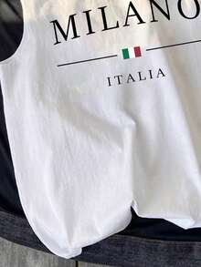 Camiseta de tirantes ancha de estilo universitario y urbano, minimalista y versátil para uso diario, adecuada para el verano, para chicos adolescentes - Multicolor - Ver 4