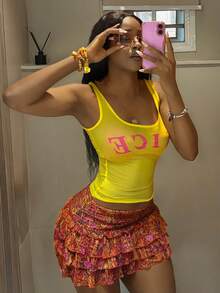 StreetHx Streetwear Summer Bohemian Style Cake Skirt For Women - Orange - View 5