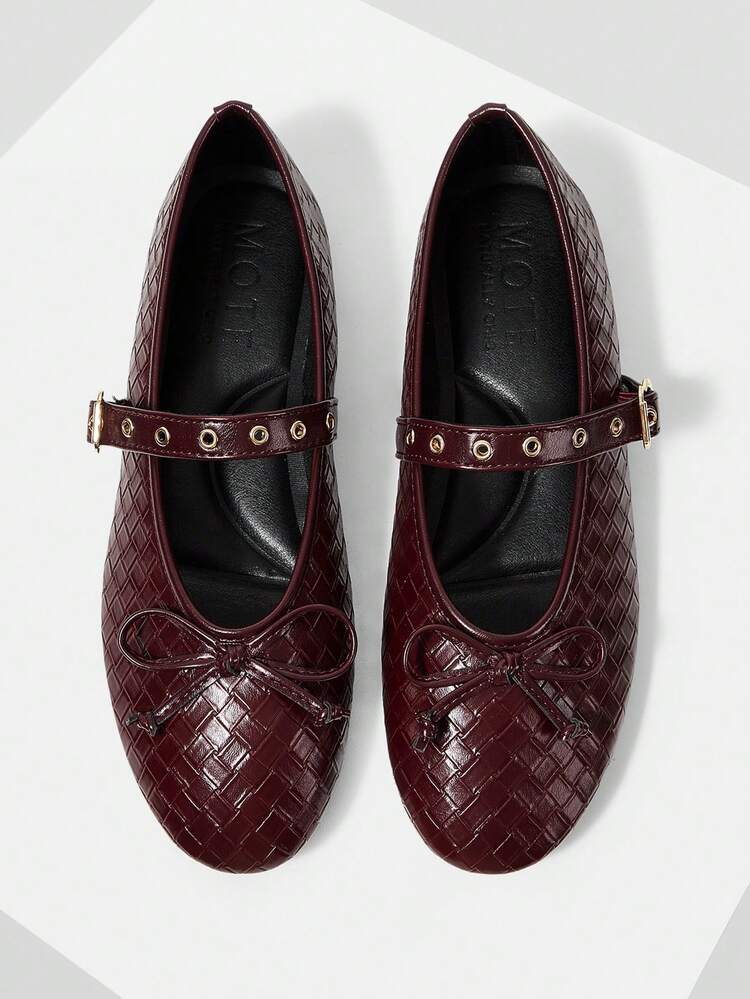 WOMEN'S BUCKLE RIVET INLAID BOW SIMPLE AND GENEROUS FLAT BOTTOM SUITABLE FOR DAILY COMMUTING LEISURE ROUND TOE SHOES