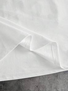 AXEPEAK Men's Letter Print Loose Fit Round Neck Short Sleeve T-Shirt, Summer - White - View 5
