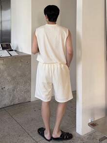 DAZY Men's Textured Graphic Tank Top And Shorts Set, Summer - White - View 8