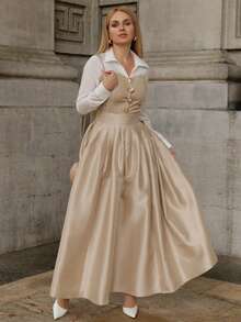 Chân váy xòe thanh lịch cạp cao với phong cách quý phái - Rượu sâm banh - Xem 4