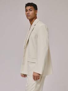 Musero Áo khoác blazer dáng ôm, cài khuy đơn, kiểu dáng ren móc, ve áo ren, thích hợp cho mùa xuân hè và kỳ nghỉ. - Lạc đà - Xem 4