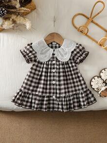 SHEIN Newborn Cute Cartoon Heart Pattern Suspender Bow Decor Princess Dress, Suitable For Spring/Summer Outings, Vacations And Parties - Multicolor - View 3