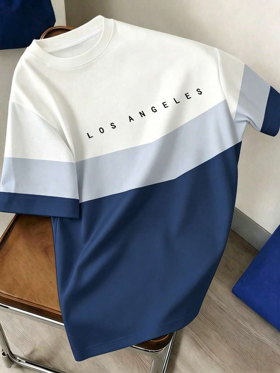 Manfinity Joysei 男士时尚夏季休闲运动服，男士上衣，腹部肌肉处饰有鸭子图案印花设计 - 彩色 - 查看 1