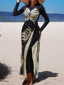 Swim Mulvari Women's Beach Burkini Cover Up Set - Black - View 3