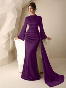 Coutiva Women's Formal Evening Gown (Heavily Embellished) - Purple - View 6