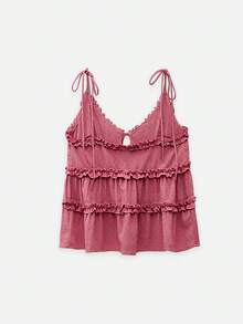 ÁO KIỂU CÓ BỜI XẾP NẾP, CHẤT LI� - Màu đỏ tím - Xem 8