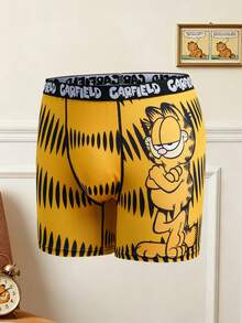 GARFIELD | SHEIN Quần lót nam in hình hoạt hình, quần boxer ngộ nghĩnh. - màu đen - Xem 1