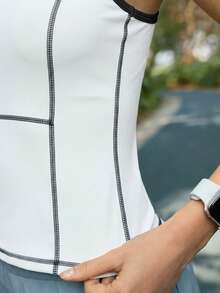 In My Nature Women's Sleeveless Contrast Color Outdoor T-Shirt Tank Top - White - View 4