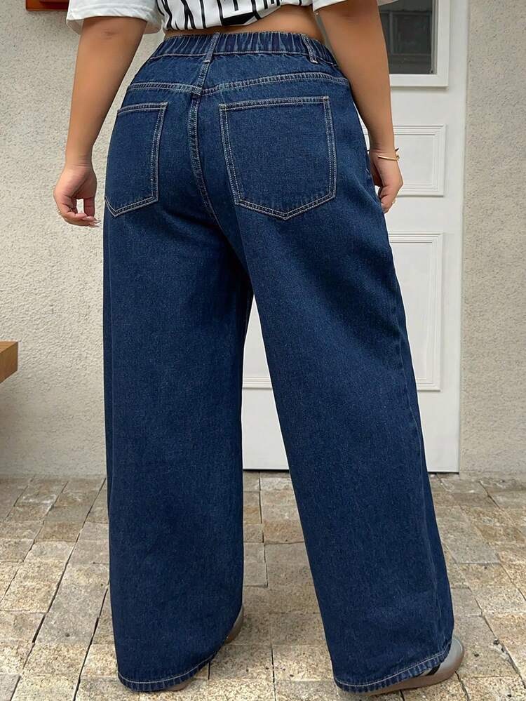 Dazy Plus Plus Size Casual Washed Straight Leg Jeans Summer