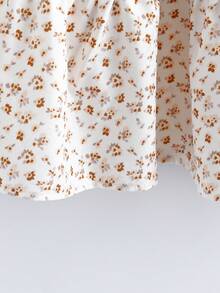 SHEIN PETITE 拼接碎花短袖女式衬衫，优雅度假装扮，春夏款 - 彩色 - 查看 6