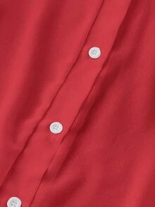 Franclia Basic Style Transparent Solid-Color Collared Shirt For New Year Clothes Fall Cloth For Women - Red - View 5