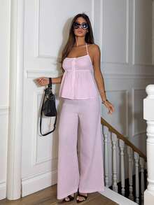 女士日常两件套服装 - 粉色 - 查看 1