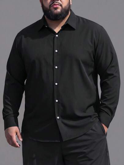 ResortEase Plus Size Men's Long Sleeve Button-Front Shirt, Fall