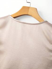 GlowEve Women's Summer Casual Satin Bubble Pearl Decor Sleeveless Top, Women's Daily Commute Blouse - Khaki - View 5