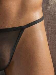 DrisQ DrisQ Plus Size Men's Black Sexy Minimalist Mesh Sheer G-String Underwear - Black - View 4