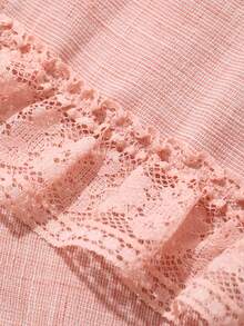 DAZY Bata de estar por casa casual con cuello en V profundo y pliegues para mujer - Rosa vieja - Ver 7