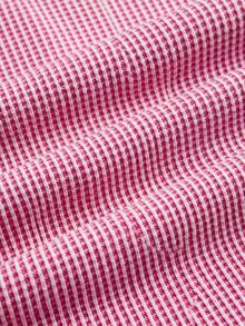 lacRébo 粉色针织连衣裙，方领设计，可爱春夏法式巴黎风，粉色格子图案，度假连衣裙，夏季休闲连衣裙 - 彩色 - 查看 9