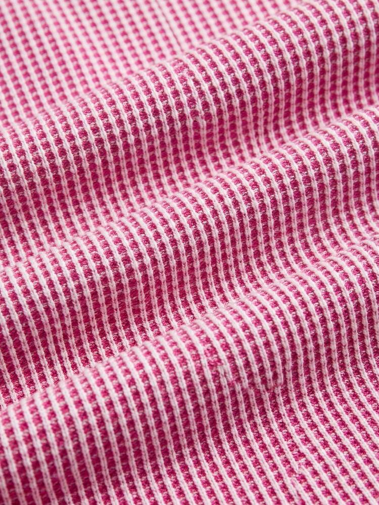 Pink Knitted Dress With A Square Neckline Cute Spring Summer French Style Parisian Style Pink Checkered Pink Plaid Dress Dress Vacation Dress Summer Holiday Dress Festival Dress
