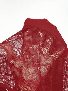EMERY ROSE Elegant Sexy Lace Ruched Slip Dress For Women Club Night Dark Red Summer - Red - View 3