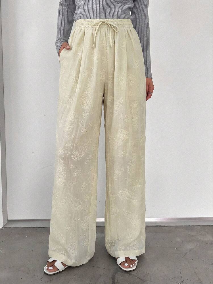 Women's Apricot Bohemian Loose Casual Comfortable Business Pants, Suitable For Spring And Summer