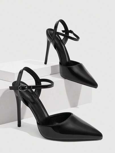 CUCCOO SZL Pointed Thin Heel Wristband High Heel, Sexy Light Luxury, Metallic Luster + Pointed Design Has Its Own Exquisite And Advanced Sense, Suitable For Women Who Pursue Aura, Can Be Matched With Dinner Dresses, Party Wear, And Can Also Be Used As Cross-Dressing Shoes