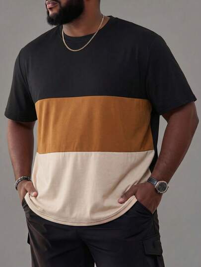 ResortEase Áo thun tay ngắn họa tiết khối màu tối giản tươi mới cỡ lớn dành cho nam, Áo thun khối màu nam, Áo thun khối màu nam, Áo thun khối màu nam