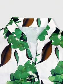 Xyvia Women's Printed Cap Sleeve Top And Solid Color Pants 2 Pieces Set (Belt Is Decorative) - Green - View 4