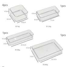 Caja de almacenamiento de cosméticos y cuidado de la piel, organizador de cajones de varios tamaños, ideal para escritorios, dormitorios, habitaciones de estudiantes y almacenamiento de papelería - transparente - Ver 10
