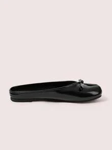 CUCCOO DOLLMOD Ladies Black Round Toe Bow Flat Bottom Split Toe Socks Series Classic Retro Style Loafers - Dark black - View 3