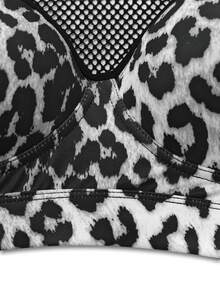 BamGleam Fashionable Leopard Print Sports Bra With Fixed Cups, High Support, Mesh Inset, Adjustable Waist Strap - Multicolor - View 4