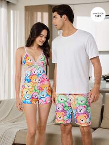 CoupledUp Bộ đồ ngủ đôi hình gấu bông nhiều màu sắc dành cho nam giới - Nhiều màu - Xem 3