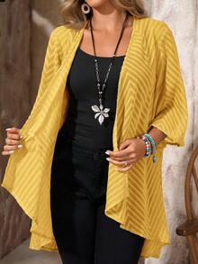 EMERY ROSE Plus Size Women Solid Color Casual Versatile Daily Wear Jacket - Mustard Yellow - View 7