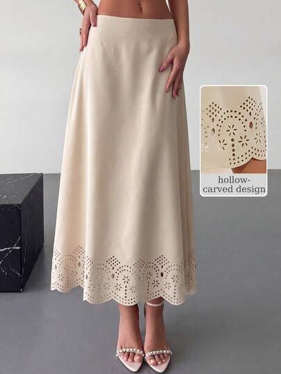 Modelyn Chân váy nữ màu mơ, dáng chữ A, in hoa, thanh lịch và lãng mạn, thích hợp cho mùa xuân/hè.