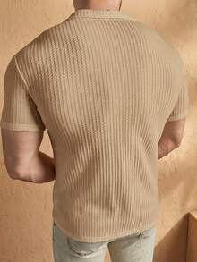 HIMLAND Nam Chất rắn Nút phía trước Áo sơ mi - Màu Khaki - Xem 2