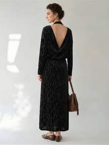 Uhlyne Uhlyne Elegant Casual Business Women's 2 Pieces Set, Stand Collar, Minimalist, Loose, Comfortable Outfit - Black - View 1