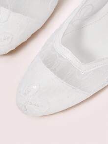 CUCCOO DOLLMOD 女鞋 圆头网纱花朵装饰搭扣花瓣可爱甜美粗跟玛丽珍鞋 - 白色 - 查看 7