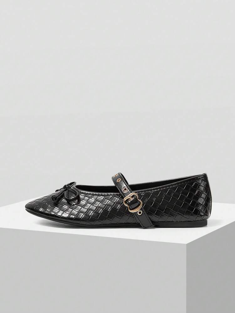 WOMEN'S BUCKLE RIVET INLAID BOW SIMPLE AND GENEROUS FLAT BOTTOM SUITABLE FOR DAILY COMMUTING LEISURE ROUND TOE SHOES