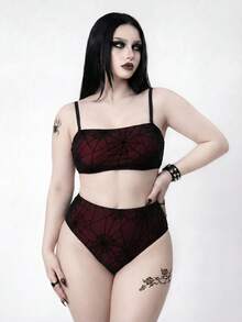 ROMWE Goth 2026新款加大码两件套泳衣，女士夏季海滩度假装 - 彩色 - 查看 3