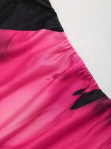 SHEIN Sweetro 女士夏季针织垂褶领印花连衣裙 - 泡泡糖粉 - 查看 4
