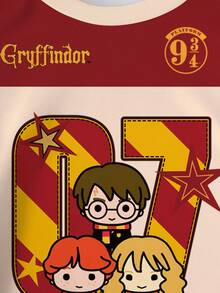 HARRY POTTER X SHEIN Áo thun ngắn tay cổ tròn in chữ hoạt hình cho bé trai, kiểu dáng thường ngày, đa năng. - trắng - Xem 4