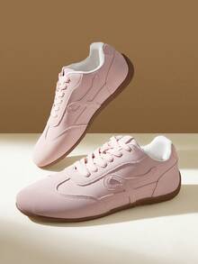 CUCCOO EASI Dexun Shoes Women's Shoes New Fashion Casual Simple Lace-Up Flat Bottom Low Heel Round Toe - Pink - View 5