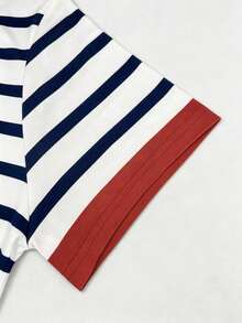Resyla Women's Summer Casual Loose Striped T-Shirt / Dachshund Print - Multicolor - View 4