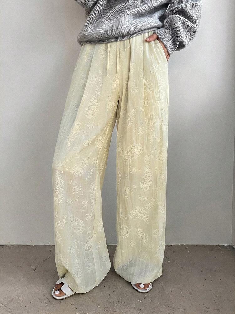 Women's Apricot Bohemian Loose Casual Comfortable Business Pants, Suitable For Spring And Summer