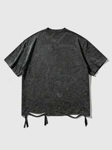 ROMWE MEN Street Life 2026 Nueva Camiseta de Manga Corta con Cuello Redondo de Estilo Casual y de Moda Unisex Primavera/Verano Y2K - Negro - Ver 2