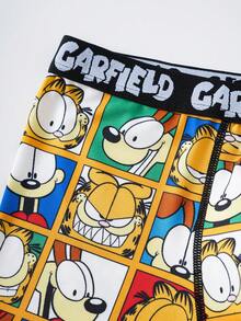 GARFIELD | SHEIN Quần lót nam in chữ và hoạt hình, kiểu dáng thường ngày. - Màu vàng - Xem 3