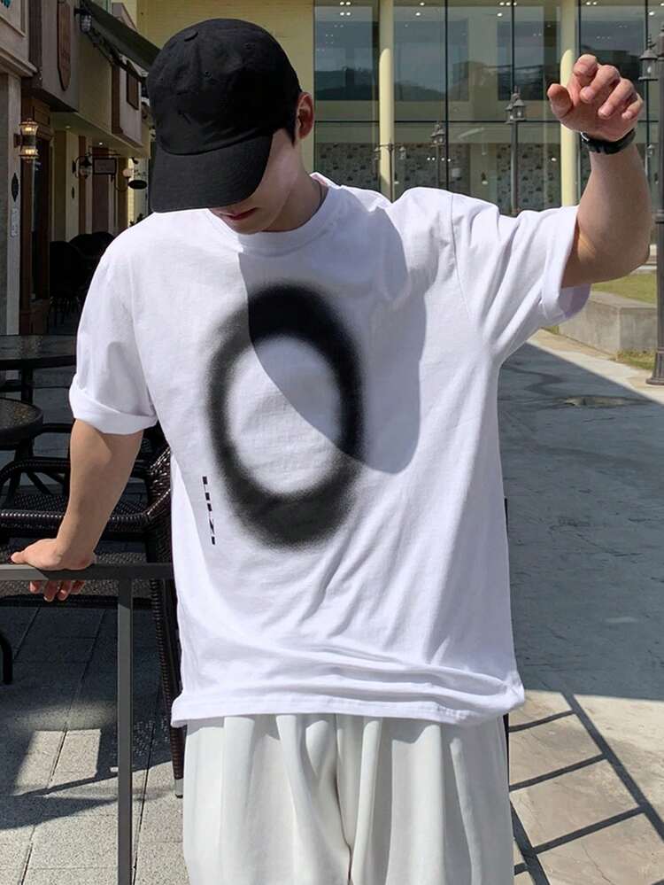 Men's White T-Shirt With Letter Graphic Print
