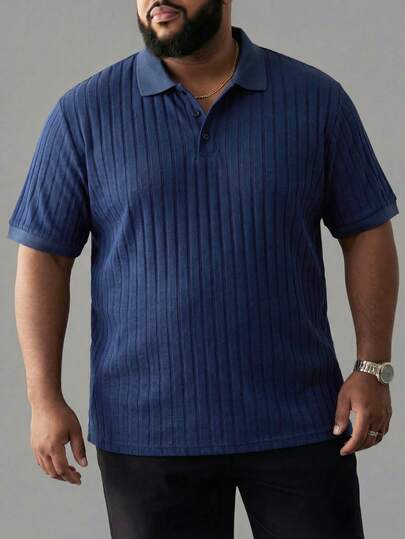 ResortEase 大码男式纯色短袖休闲通勤 Polo 衫